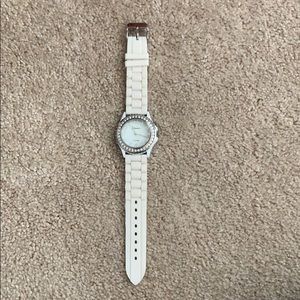 White and silver watch